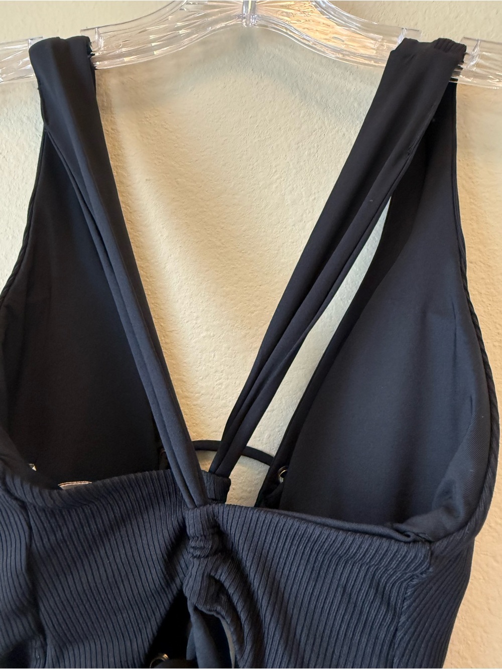 NWOT BECCA Modern Edge Ribbed Grommet One Piece Lace-Up Plunge Swimsuit Size Sm - Picture 12 of 12